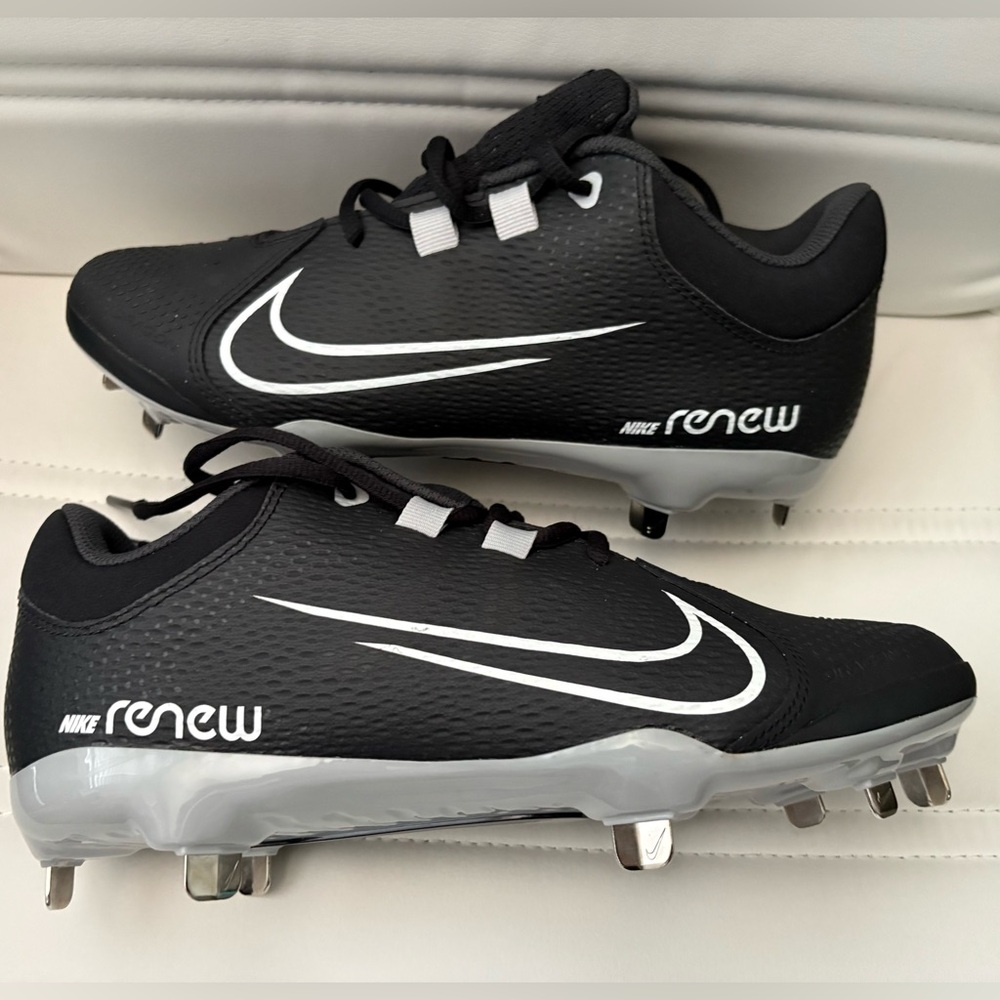 Nike Renew Hyperdiamond 4 Pro Softball Shoe Metal Cleats Black Grey Size 9 New